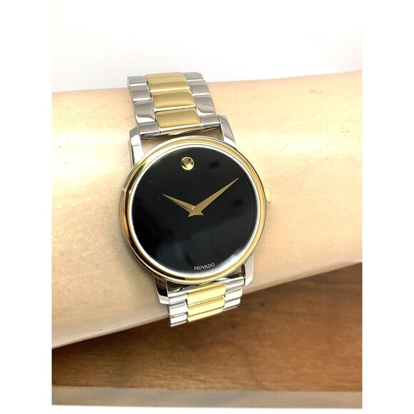 Movado Men's Watch 2100016 Museum Black Dial Swiss Quartz Two Tone Steel 39mm - Picture 11 of 14